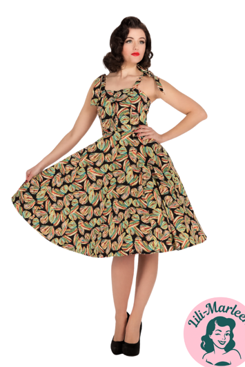 50ér kjole/swingkjole - Butterfly Prism – Farverig Sommerkjole med Regnbue-Sommerfugle