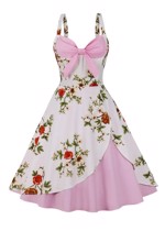 50ér kjole/Swingkjole - Rosemary - skøn kjole i lyserød/hvid med flora 💕