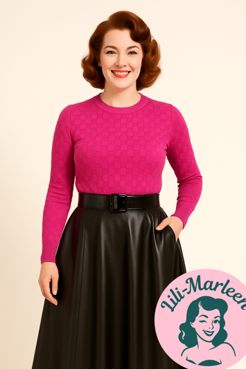 Miss Felicity – Fuchsia Strikbluse i 100% Viscose