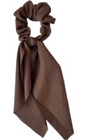 Scrunchi med et lille tørklæde - mørk brun (chiffon)
