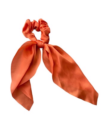 Scrunchi med et lille tørklæde (satin) - orange