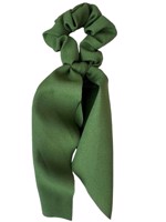 Scrunchi med et lille tørklæde - mørk støvgrøn(chiffon)