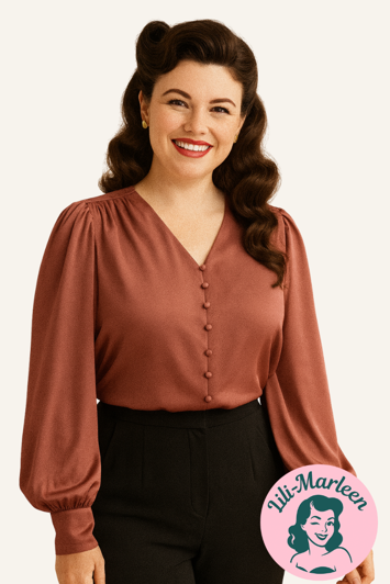 Skjorte (Vintagesatin): - gammelrosa str. 36 - 54