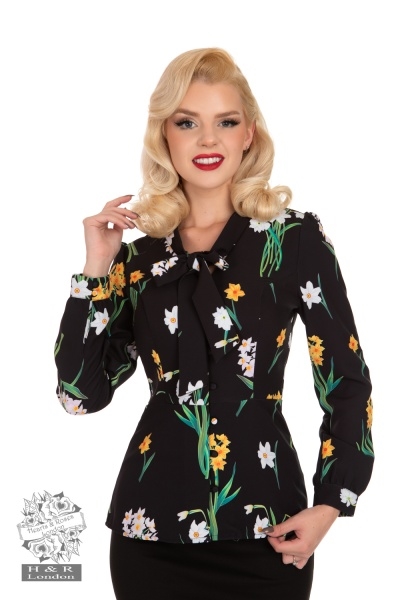 Celeste – Elegant Blomsterbluse med Sløjfe og Peplum