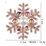 Broche - Snefnug lyserøde sten og perle