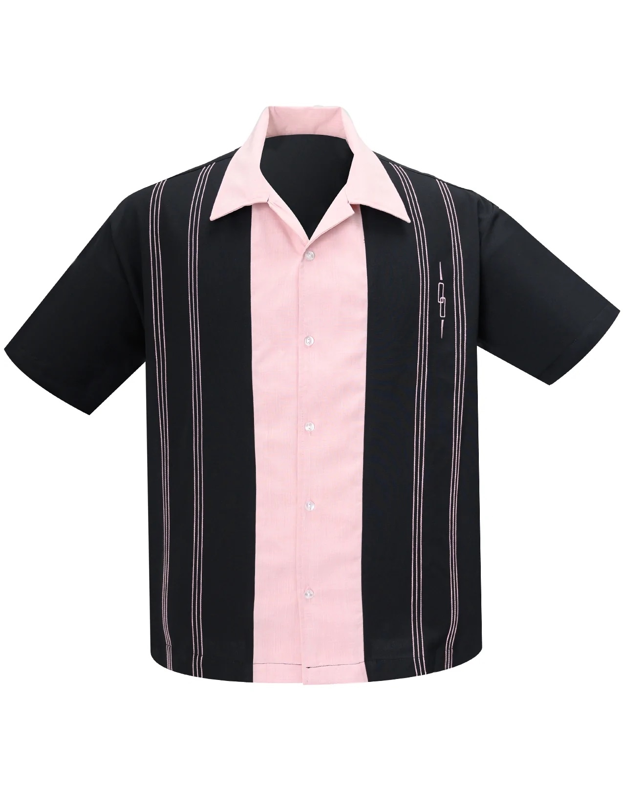 At lyve insekt Gør det ikke Kortærmet skjorte: bowling shirt - Steady Clothing - Bowling Shirt in Black  & Pink