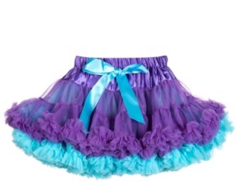 Strutskørt, lilla/turkis - det sødeste strutskørt til børn med silkebånd