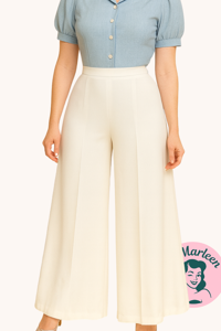 Bukser med brede ben (Kjolebukser)- Miss Swan, offwhite
