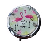Taskespejl; Summertime flamingo - sødt lille makeup spejl til tasken - sød flamingo