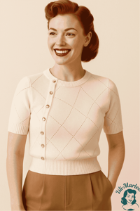 Sweet Dotty – Elegant vintage sweater i cremefarvet 50’er-stil