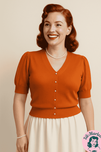 Autumn Grace – Elegant vintage strik i varm orange 50’er-stil