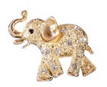 Broche - den stolte elefant i guld med sten