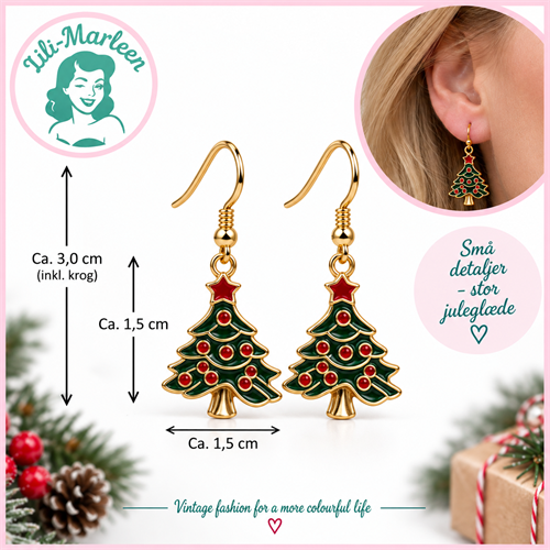 Hængeøreringe; Juletræer - søde små juletræer 