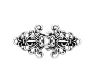  Broche/Cardigan Lukker - Sølv med vintage snørkler