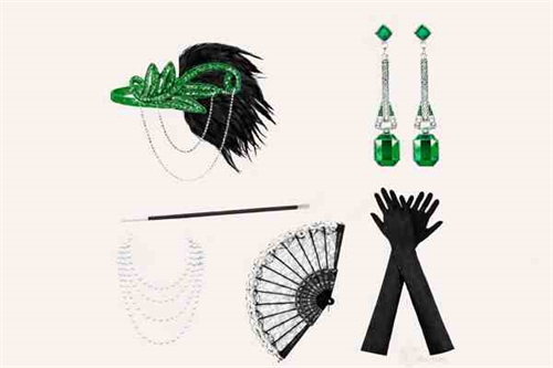 1920’er Accessories Sæt – Emerald Glam