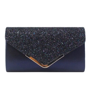 Fest clutch: Ofelia, navy - sød festtaske i navy med glitter 