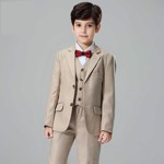 Børne jakkesæt: Altlas - sand - drengejakkesæt i 5 dele 