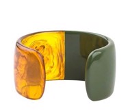 Plastik armring - Vintage Colorful Resin Acrylic Geometric Open Bangle, grøn/rav