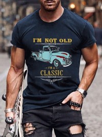 T-shirt til mænd - I am not old - Navyblå T-shirt med fedt retro tryk