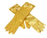 Børnefest handsker i satin, gul/guld