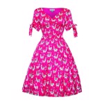50´er kjole - Paula, pink kjole med lama