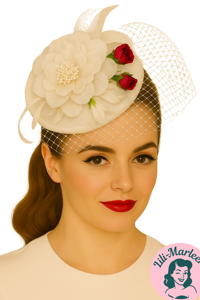 Betager på hårbøjle, hvid med blomsterflora