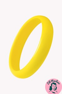 Plastik armring/gul retro bangle - Cuff rund, gul