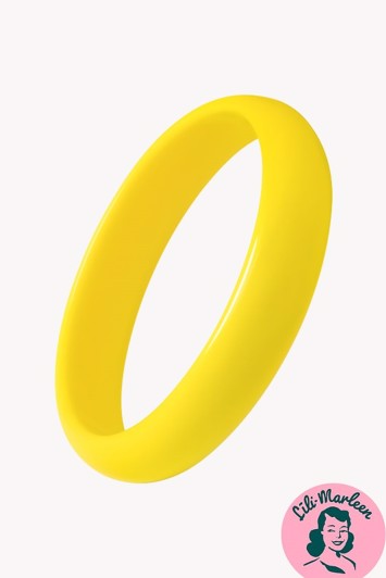 Plastik armring/gul retro bangle - Cuff rund, gul