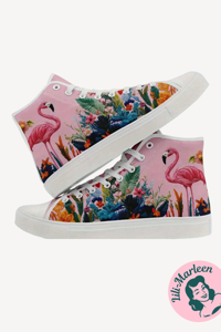 Flamingo High-Top Sneakers – Pink med Tropisk Print