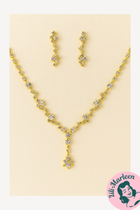 Sparkle Sweetheart, guld – Smykkesæt med halskæde og øreringe i funklende klar sten