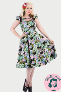 Miss Ivy – Black Marble Ball Floral Long Dress