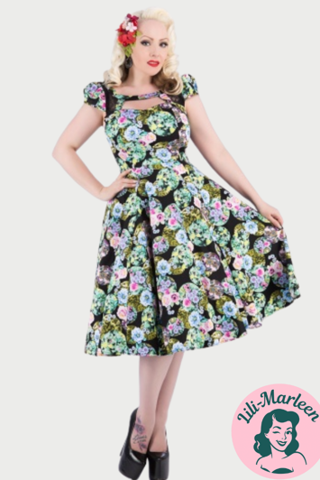 Miss Ivy – Black Marble Ball Floral Long Dress