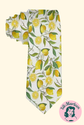 Lemon Lush Deluxe – lækkert Slips med Citronprint i Deluxe Kvalitet