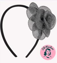 Hårbøjle med chiffon rose - Grå rose på hårbøjle 