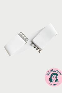  Elastisk bælte, hvid  - Hospitalsbælte (Mellembredte)