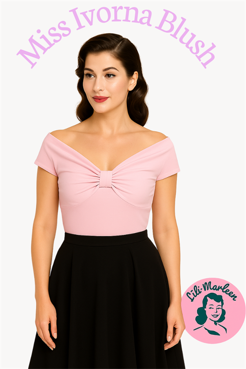 Miss Ivorna Blush – Vintageinspireret Babylyserød Top med Twist-Detalje