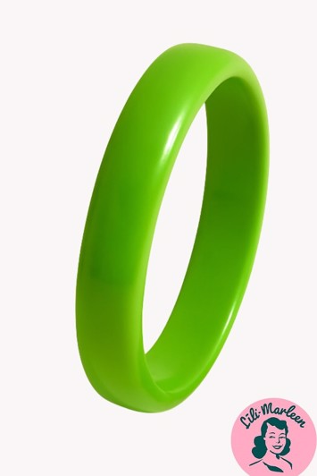Plastik armring/græsgrøn retro bangle - Cuff rund, græsgrøn
