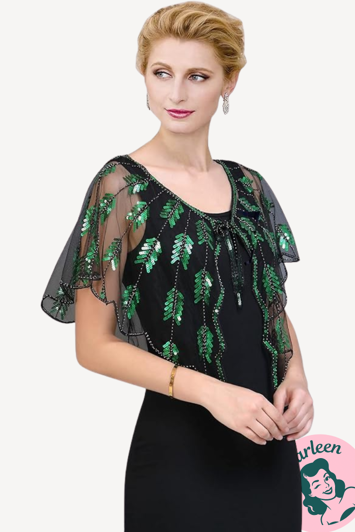 Chiffonslag med palietter, grøn