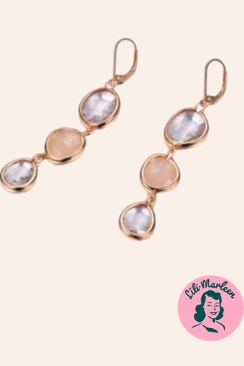 Øreringe - hængeøreringe med gul/peach sten