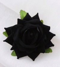 Lille Hårrose/Stofrose på Hårklips/brochepin, sort