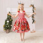 Børnejulekjole: Little Christmas Candy Cane, red