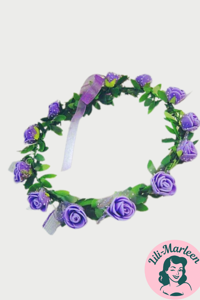 Blomsterkrans med roser, lilla  