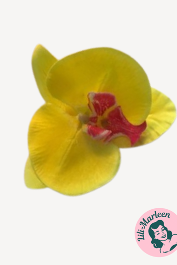 Stor Orkide, gul - Hårclips med Krokodillespænde 