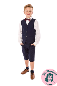 Børne jakkesæt: Carl Emil - navy - jakkesæt med shorts i 4 dele 