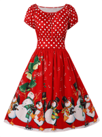 Julekjole: Christmas Dotty - sød rød kjole med polka prikker på overdelen