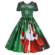 Julekjole: Christmas Lace, green snowflake