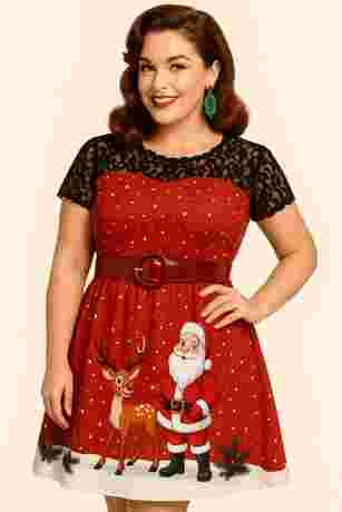 Julekjole: Christmas Lace, blue Åhhh Deer