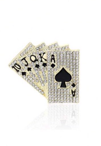  Broche - den vindende hånd/straight flush, guld