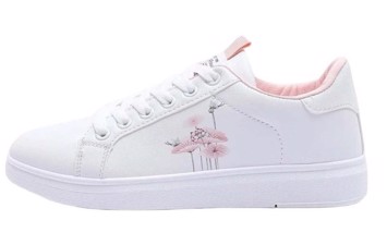 Sneakers - Diane lyserød - hvide med lyserød broderi 