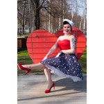 50´er kjole: Melissa - sød swingkjole i navy/rød med sailor tema